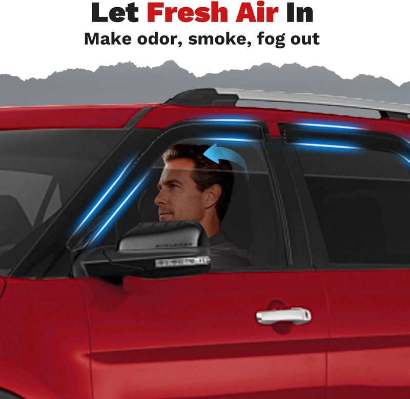 Canvcle Window Visors Rain Guards for 2011-2019 Ford Explorer Accessories, Outside-Mount Tape-On Side Window Wind Deflectors Vent Visors Shades Rainproof 4PCS - Image 5